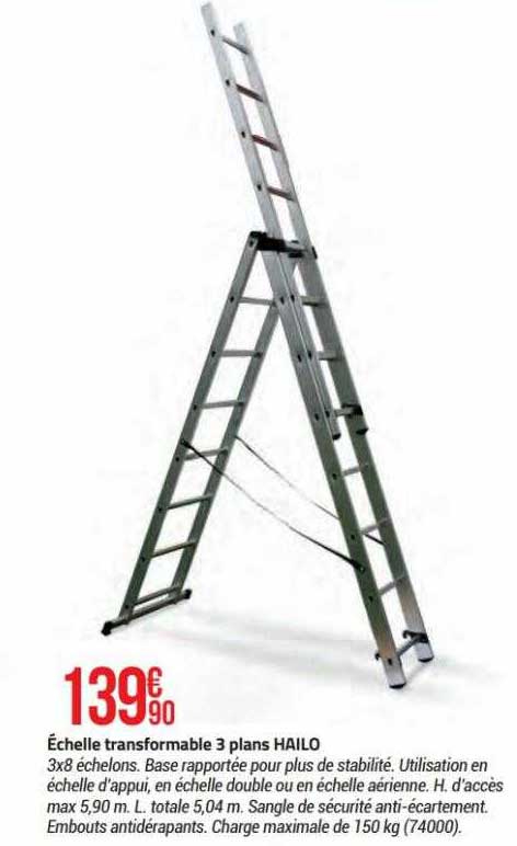 échelle transformable 3 plans hailo