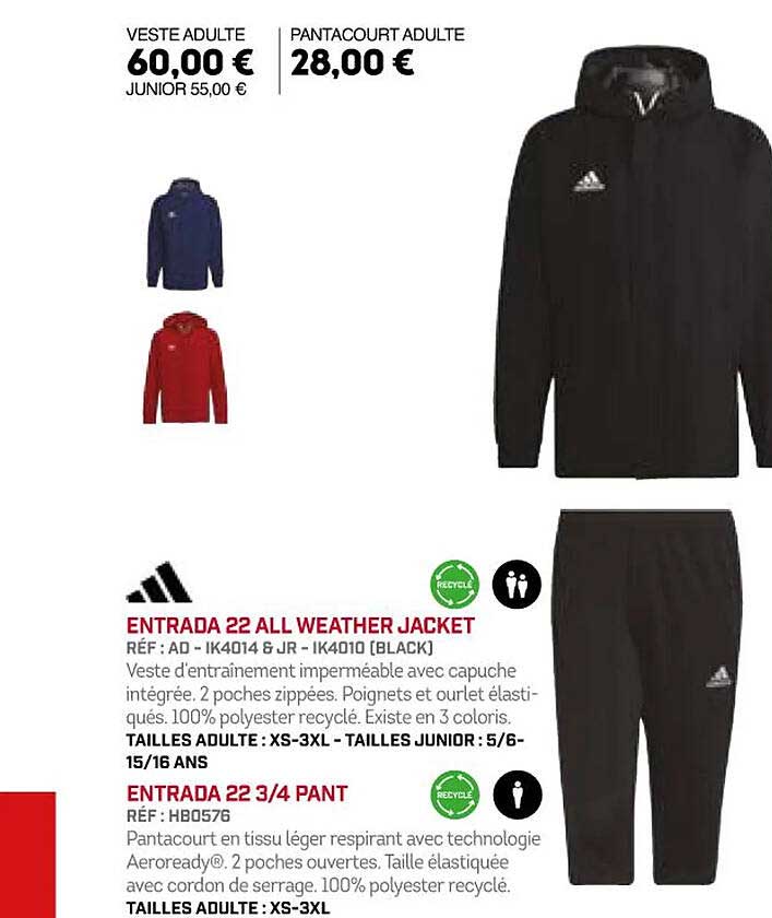 entrada 22 all weather jacket ou ¾ pant