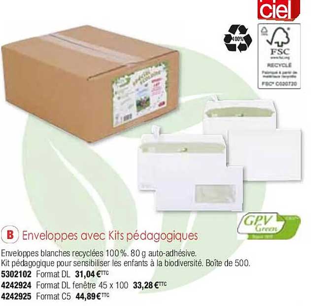 enveloppes avec kits pédagogiques