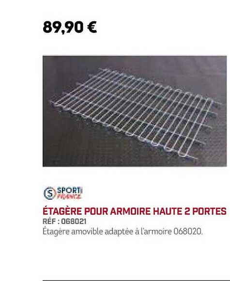 étagère pour armoire haute 2 portes sporti france