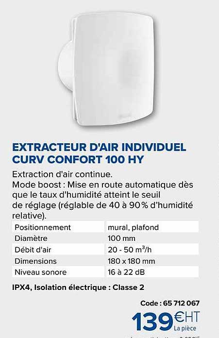 extracteur d'air individuel curv confort 100 hy