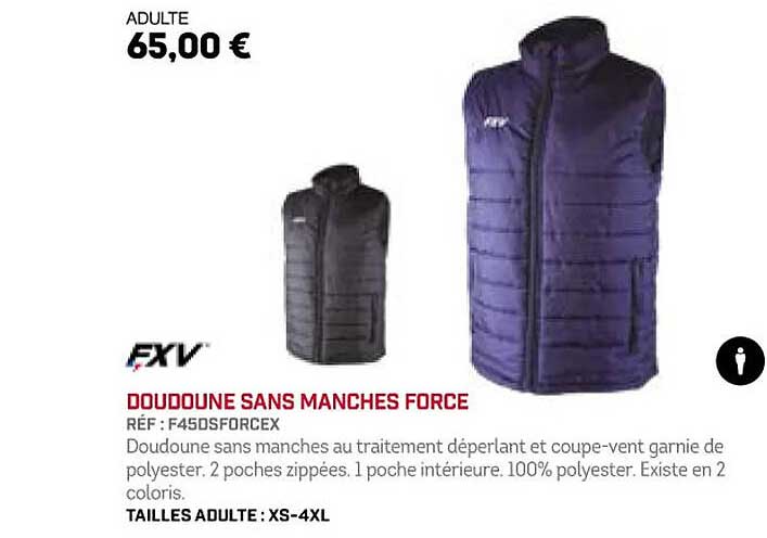 f,xv doudoune sans manches force