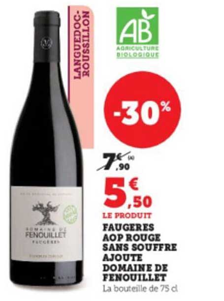 faugères aop rouge sans souffre ajouté domaine de fenouillet