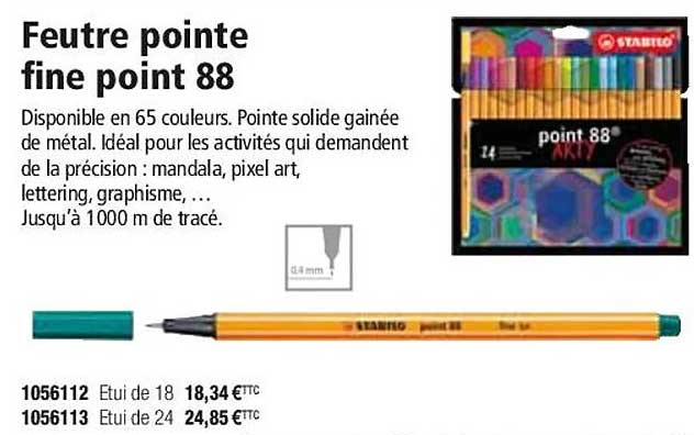 feutre pointe fine point 88 stabilo