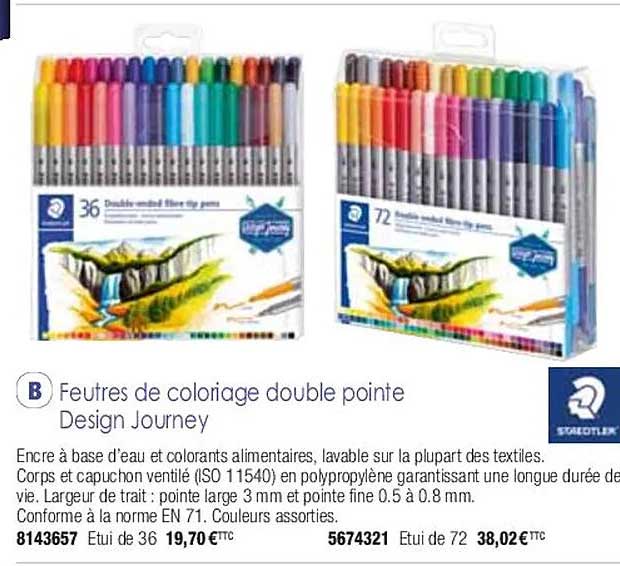feutres de coloriage double pointe design journey staedtler