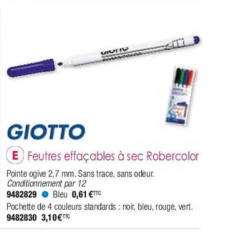 feutres effaçables à sec robercolor giotto