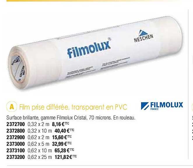 film prise différée, transparent en pvc filmolux