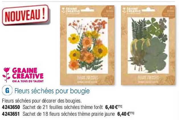 fleurs séchées pour bougie graine créative