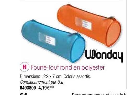 fourre-tout rond en polyester wonday
