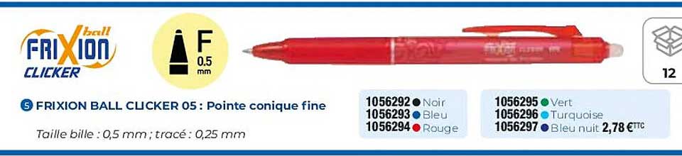 frixion ball clicker 05 : pointe conique fine