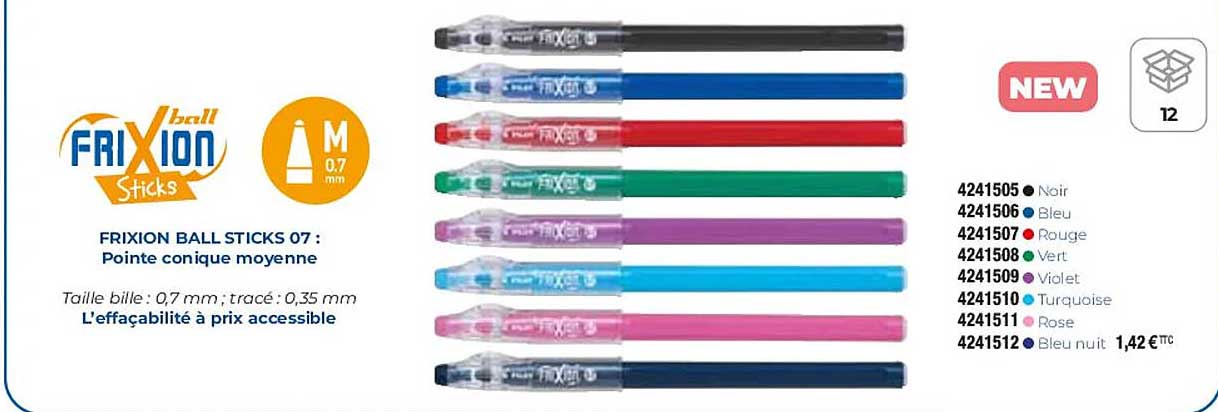 frixion ball sticks 07 : pointe conique moyenne