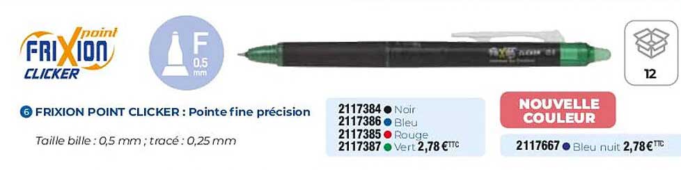 frixion point clicker : pointe fine précision