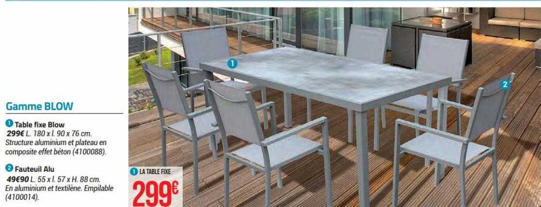 gamme table fixe blow et fauteuil alu