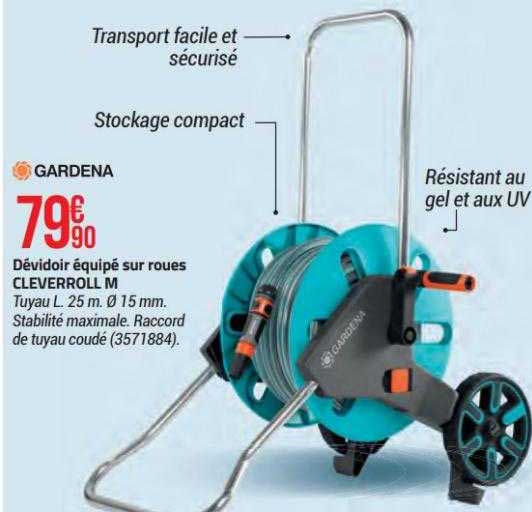 Gardena Dévidoir équipé Sur Roues Cleverroll M