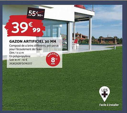 gazon artificiel 30 mm
