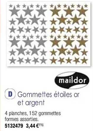 gommettes étoiles or et argent maildor