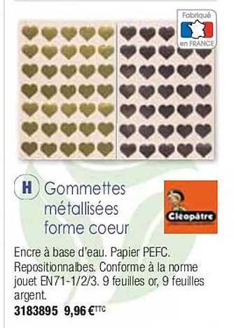 gommettes métallisées forme cœur cléopâtre