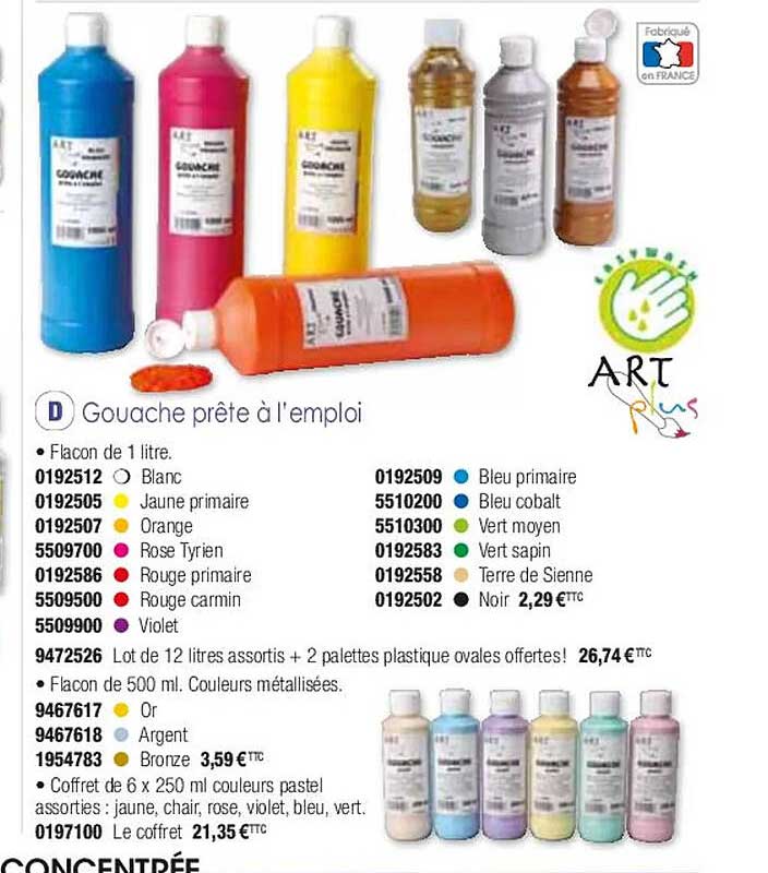 gouache prête à l'emploi art plus