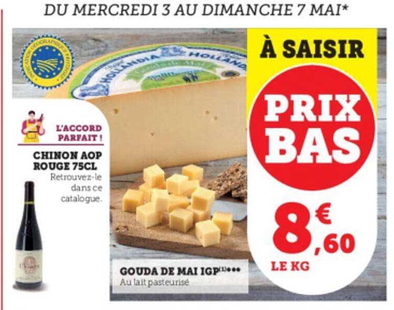 gouda de mai igp ou chinon aop rouge 75cl