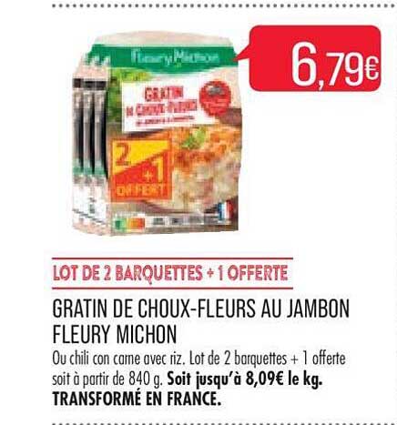 gratin de choux-fleurs au jambon fleury michon