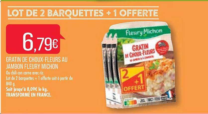 gratin de choux-fleurs au jambon fleury michon