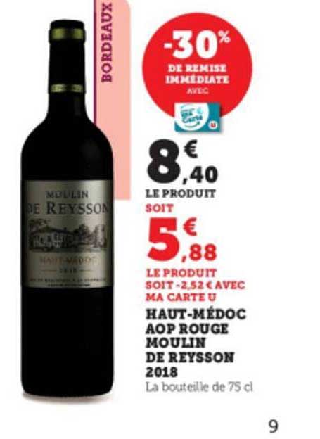 haut-médoc aop rouge moulin de reysson 2018