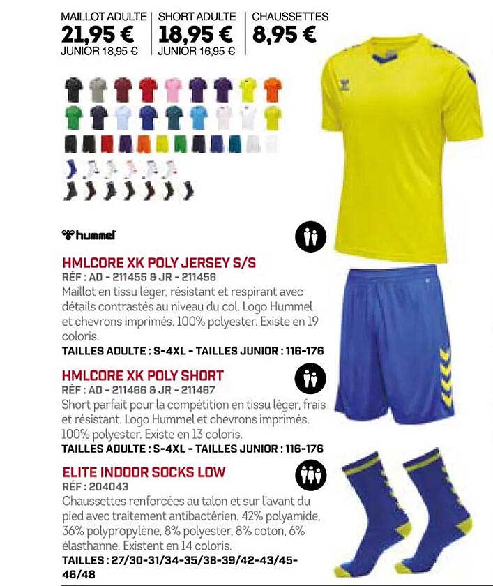 Hmlcore Xk Poly Jersey S-s, Hmlcore Xk Poly Short, Elite Indoor Socks Low