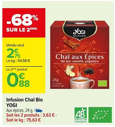 infusion chaï bio yogi