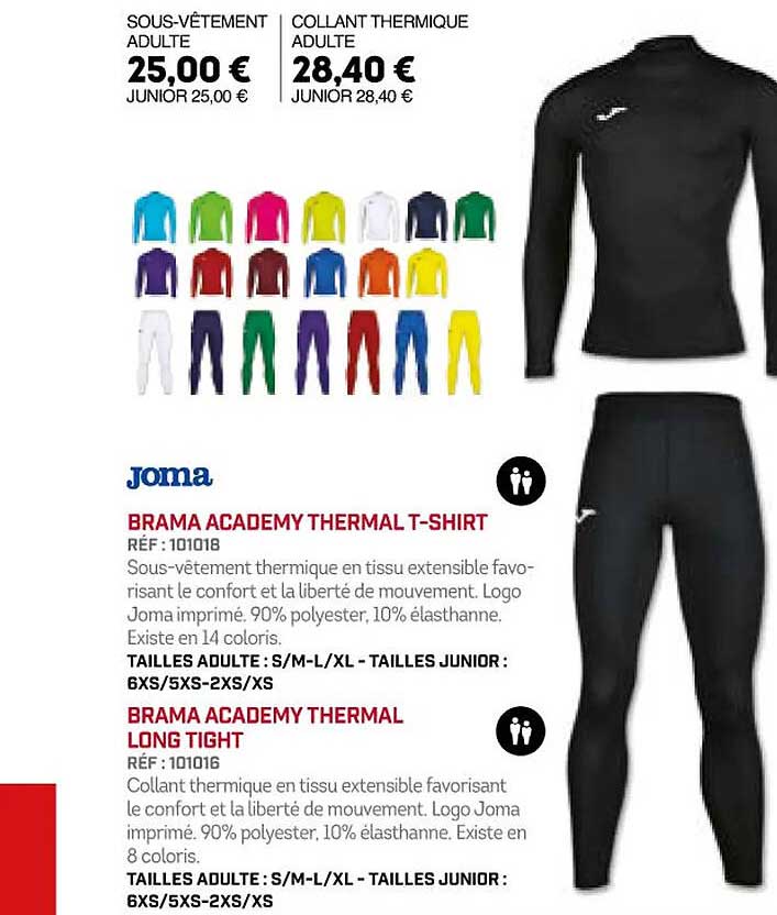 joma brama academy thermal t-shirt ou long tight