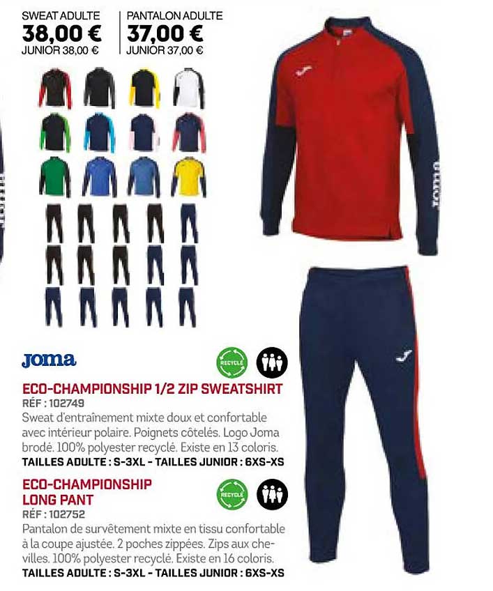 Joma Eco-championship ½ Zip Sweatshirt Ou Long Pant
