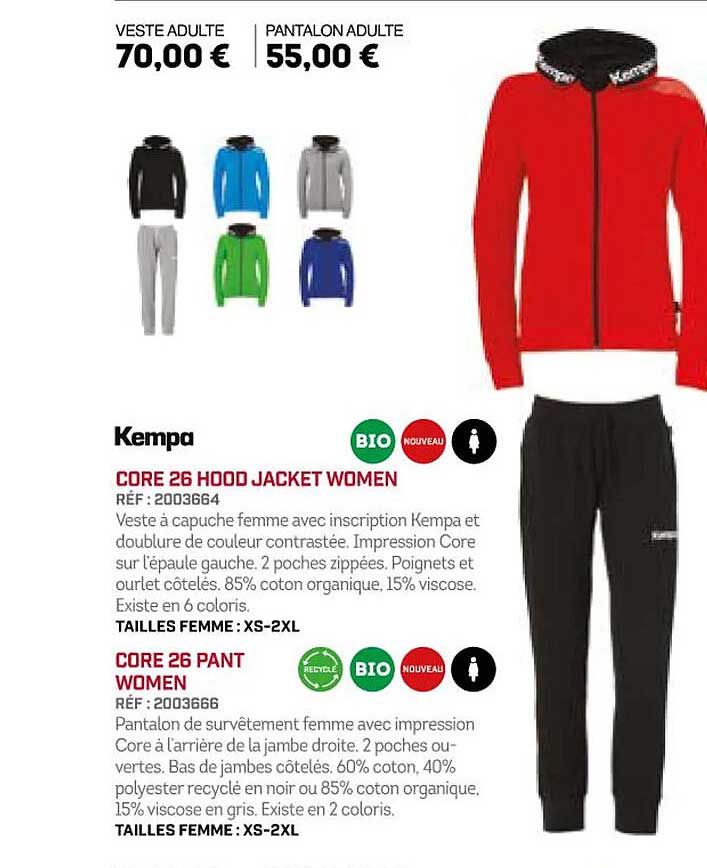 kempa core 26 hood jacket women ou core 26 pant women