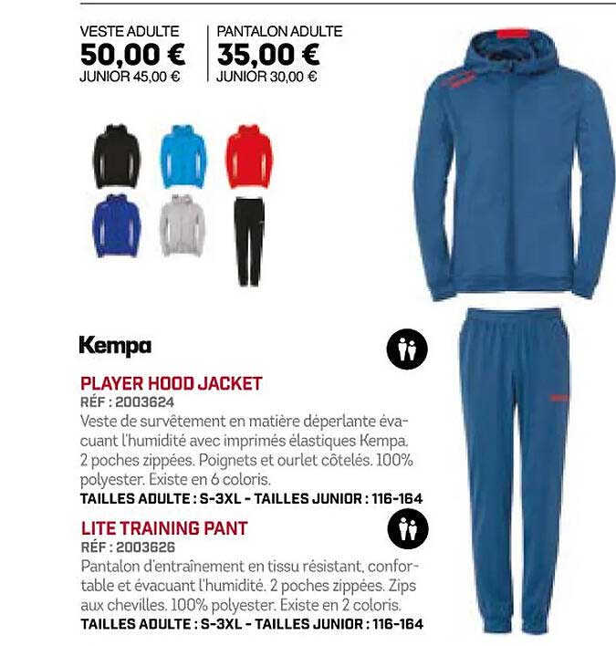 kempa player hood jacket ou lite training pant
