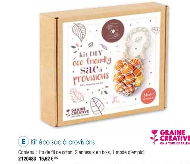 kit éco sac à provisions graine créative