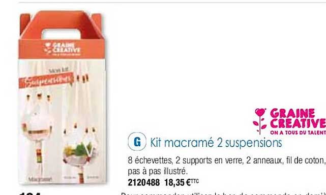 kit macramé 2 suspensions graine créative
