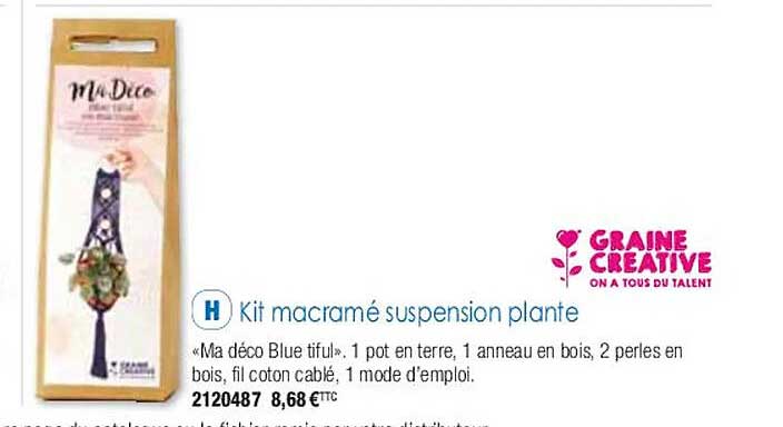 kit macramé suspension plante graine créative