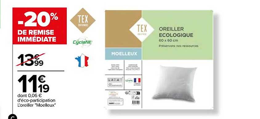 l'oreiller "moelleux" tex home