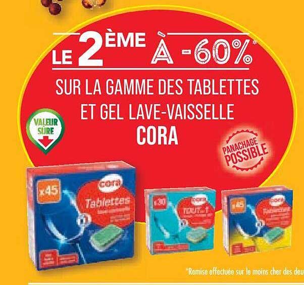 la gamme des tablettes et gel lave-vaisselle cora