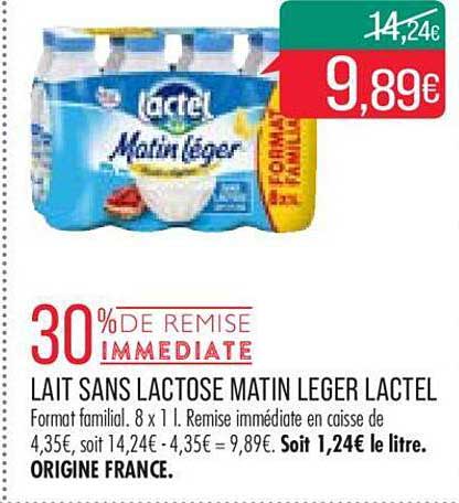 Lait Sans Lactose Matin Léger Lactel