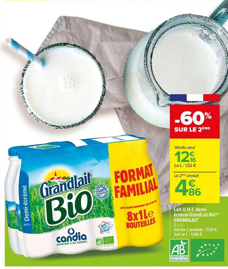 lait uht demi-écrémé grandlait bio