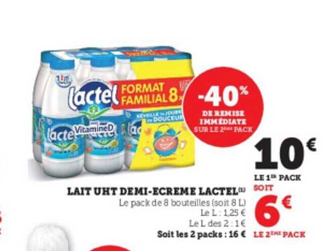 lait uht demi-écremé lactel