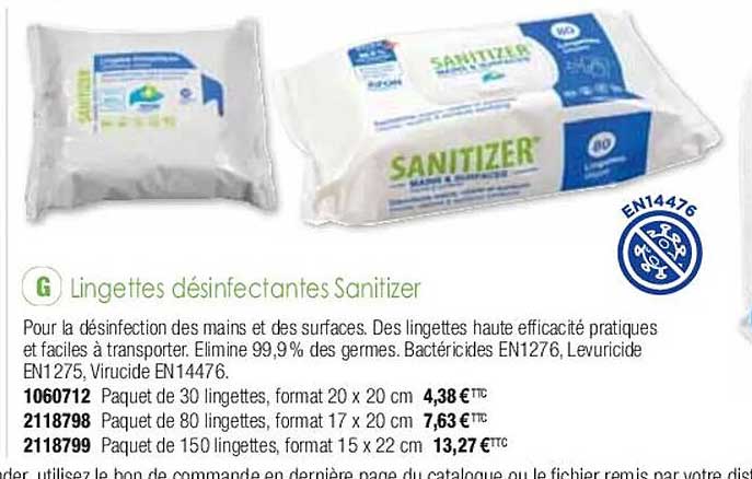 lingettes désinfectantes sanitizer