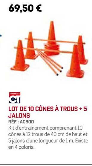 lot de 10 cônes à trous + 5 jalons