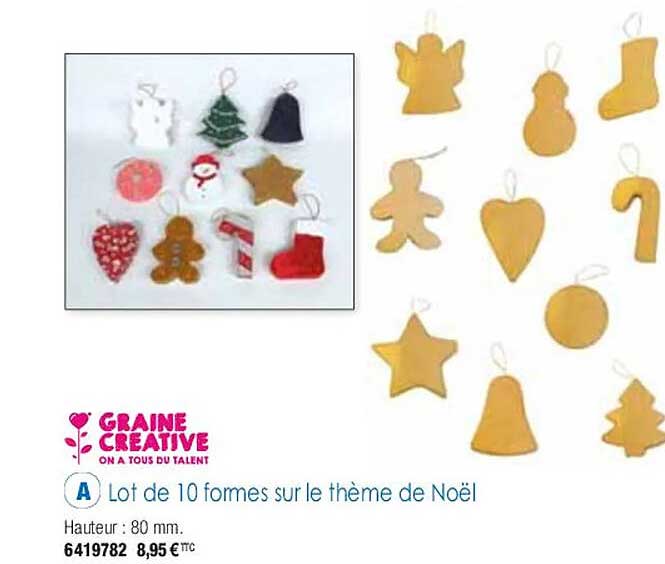 lot de 10 formes sur le thème de noël graine créative