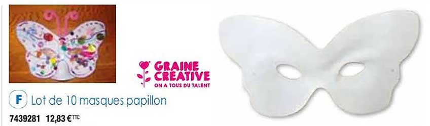 lot de 10 masques papillon graine créative