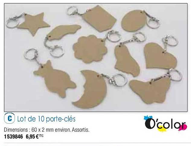 lot de 10 porte-clés o'color