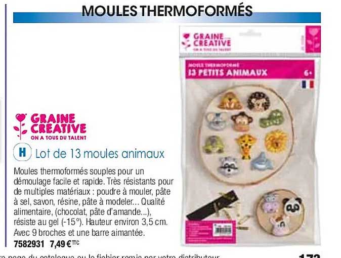lot de 13 moules animaux graine créative