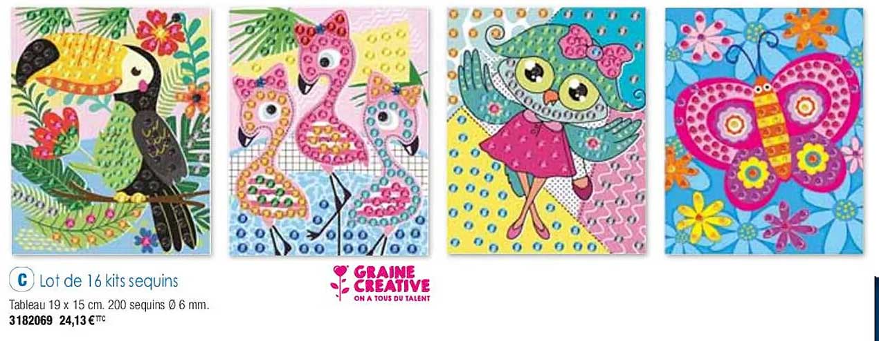 lot de 16 kits sequins graine créative