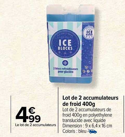 lot de 2 accumulateurs de froid 400g