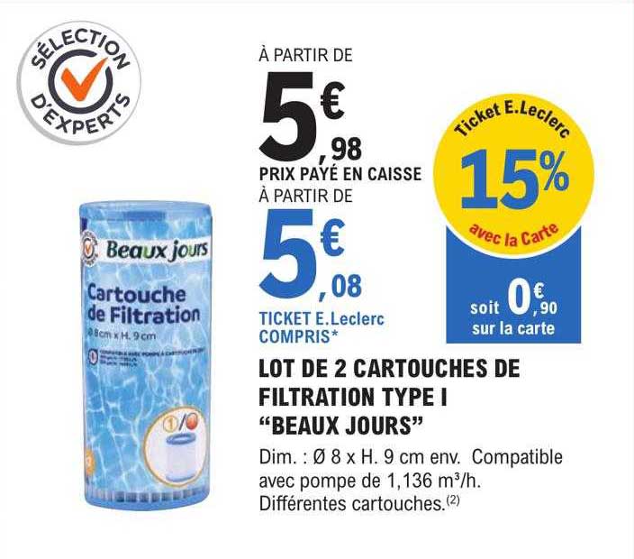 lot de 2 cartouches de filtration type I "beaux jours"