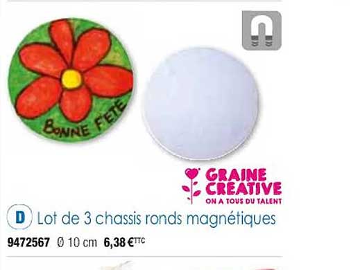 lot de 3 châssis ronds magnétiques graine créative